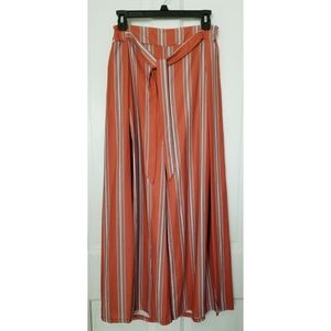 Wide Leg Striped High Rise Pants
